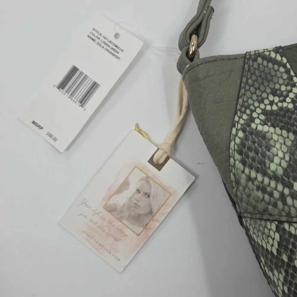 Jessica Simpson Olive Crossbody Bag with Snakeskin Detail NWT